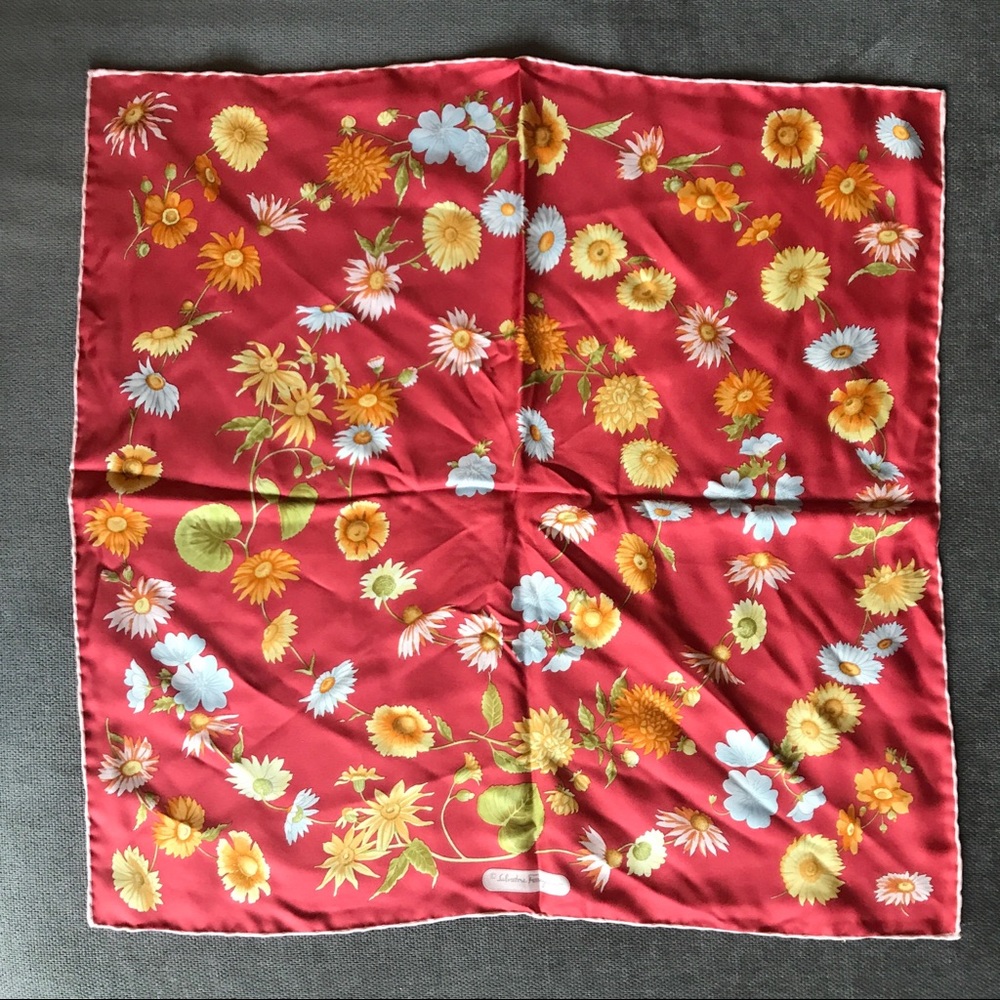 Salvatore Ferragamo silk neck scarf floral pink